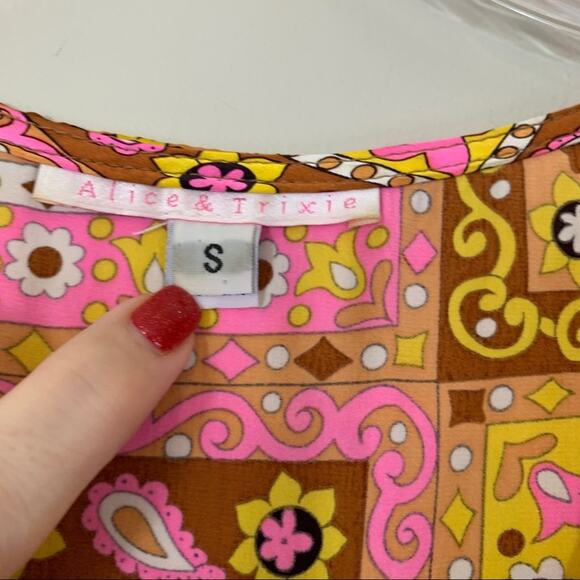 Alice + Trixie Silk 70’s Inspired Paisley Dress - Picture 2 of 6